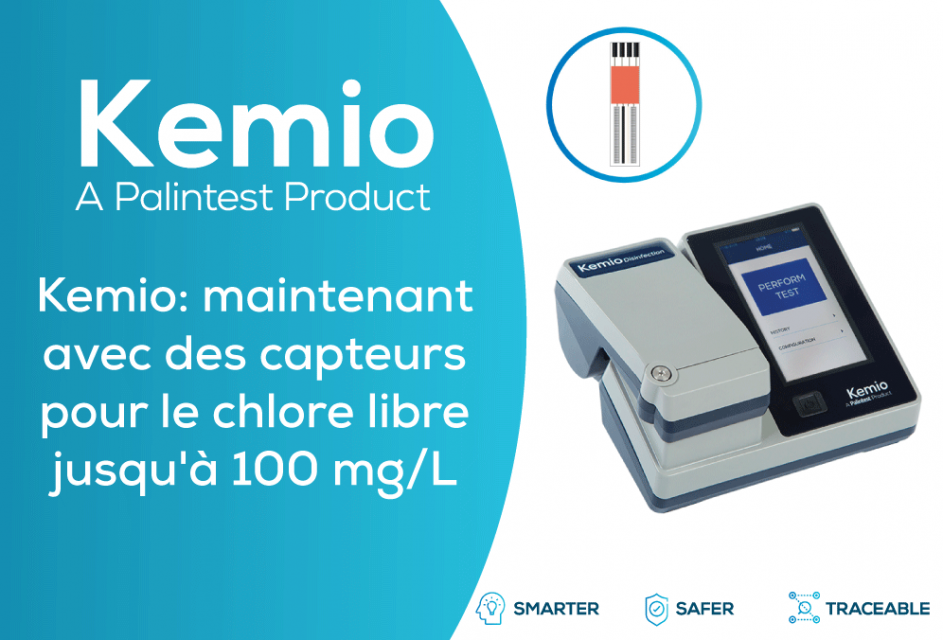 Kemio : maintenant avec des capteurs pour le chlore libre jusqu'à 100 mg/L
